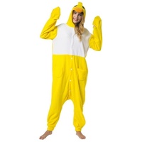 Katara Partyanzug Bauernhoftiere Jumpsuit Kostüm für Erwachsene S-XL, (145-155cm) gelb|weiß Körpergröße S (145-155 cm)