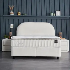 pointhome Boxspringbett Set 160 x 200 H3/H4, Bohembedd Bett-Set ohne oder mit Nachttischen, 5-lagige Taschenfederkern-Matratze mit topper, Höhe 32 cm