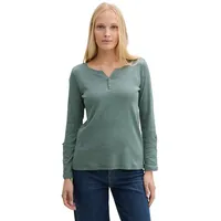 Tom Tailor Henley Langarm-t-shirt - Off White Green Small