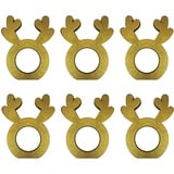 Oblique Unique® Serviettenhalter aus Holz Hirsch Geweih 6er Set für Weihnachten Tisch Deko Serviettenring Servietten Halter Elch (Hirschgeweih - Gold)