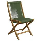 Vintagehaus Gartenstuhl Retro Gartenstuhl Klappstuhl/Lounger Rope Grün Teakholz