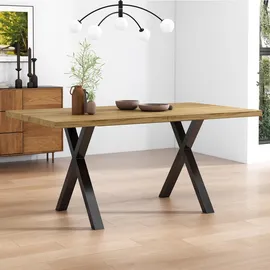 Okwish Esstisch 80 x 76 x 140 cm Eiche/braun/schwarz