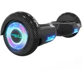 Mega Motion Balance Scooter 6.5 Zoll Hoverboard mit Bluetooth LED-Licht 2 Motoren, 15 km/h, Geschenk für Kinder und Jugendliche schwarz