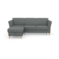 Ecksofa SIT & MORE "Visby L-Form", grau, B:248cm H:87cm T:162cm, Sofas, Wahlweise mit Bettfunktion und Bettkasten, frei im Raum stellbar
