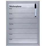 Vigo Magnettafel Wochenplaner 29 x 39 cm Grau/Silber
