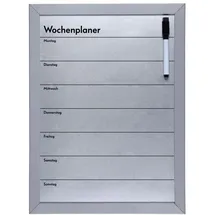 Vigo Magnettafel Wochenplaner 29 x 39 cm Grau/Silber