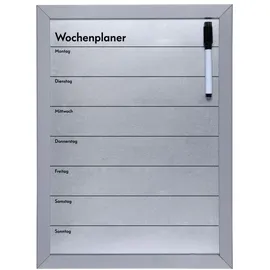 Vigo Magnettafel Wochenplaner 29 x 39 cm Grau/Silber
