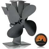 MIHTRA Kaminventilator Ohne Strom Kamin Ventilator, 4 Blättern Ofenventilator Ohne Strom, Wärmebetriebener Leiser Betrieb Kamin Ventilator für Holzofen, Kamin, Holzbrenner, Feuerstelle