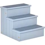 PawHut Haustiertreppe Hundetreppe 3 Stufen Katzentreppe Hundetreppe für Hunde & Katzen Tiertreppe Einstiegshilfe mit Teppich Stauraum, für Sofa Bett