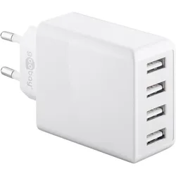 4 Port USB Ladegerät / Netzteil, 4x USB-A, 30W, weiß