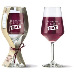 GILDE Rotweinglas Weinglas ‚In der Not hilft Rot‘ 500ml, Glas