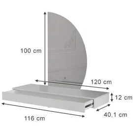 Vicco Schminktisch Sherry, Weiß Hochglanz, 120 cm mit LED-Spiegel