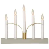 MARELIDA Fensterleuchter Lilja 5flammig E10 Glühlampen Weihnachsbeleuchtung 25cm grau