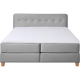 Home Affaire Boxspringbett »Fargo«, inkl. Topper, in 3 Matratzenarten, in Samt- oder Strukturstoff grau