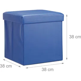 Relaxdays Sitzhocker Kunstleder 38 x 38 x 38 cm Blau