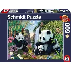 SCHMIDT SPIELE 57380 Pandafamilie am Wasserfall, Puzzle 500 Teile