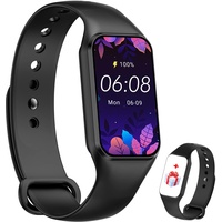 IOWODO Smartwatch Damen Herren Oximeter Herzfrequenz Schlaf Schrittzähler Smartwatch mit Benachrichtigung, SpO2, Wasserdicht IP68 für Android IOS (Black+Purple)