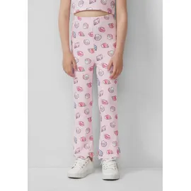 s.Oliver Gerippte Leggings mit Flared Leg und All-over-Print - pink - 128