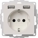 2USB Schutzkontakt-Steckdose mit 2 USB-Ports, reinweiß matt (106204)