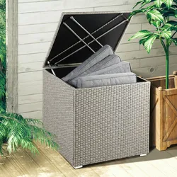 CASARIA® Polyrattan Auflagenbox Kissenbox Gartentruhe 318 L Beige-Grau
