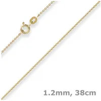 Schmuck Krone Goldkette 1,2mm Ankerkette flach aus 585 Gelbgold 38cm, Gold 585 goldfarben