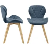 [en.casa] Stühle, Älmhult 2-er Set 78x47x52 cm Kunstleder Blau