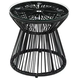 Outsunny Beistelltisch, Runder Kaffeetisch mit Hohltrommel-Design, Metall