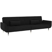 vidaXL Schlafsofa 2-Sitzer mit 2 Kissen Schwarz Samt