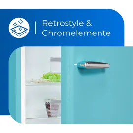 GGV Exquisit RKS120-V-H-160F Retro-Kühlschrank (122 l, 875 mm hoch, Taubenblau)