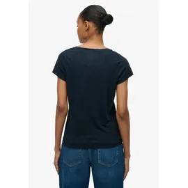 Superdry T-Shirt "STUDIOS SCOOP NECK TEE", Damen, Gr. XL, schwarz (eclipse navy), Single Jersey, Obermaterial: 60% Baumwolle, 40% Lyocell, unifarben, regular fit normal, Rundhals, Shirts T-Shirt