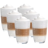 Vitrea 6er Set Latte Macchiato/Kaffee-Gläser - 370ml, 6 Glas Trinkhalme 23 cm, 1 Bürste (6 Mattila 390ml)