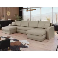 MIRJAN24 Wohnlandschaft Kris U Lux, mit Schlaffunktion und drei Bettkasten, U-Form mit Kissen-Set, L: 304 cm beige