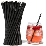 600 Stück Strohhalme Papier, 14,6 cm x 0,6 cm Schwarz Papierstrohhalme, Biologisch Abbaubare Papier-Rührstäbchen/Strohhalme, Cocktails Trinkhalme für Haushalte Bars Restaurants und Partys