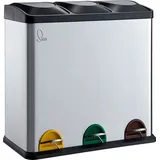 SVITA TC3X20 Treteimer Abfalleimer Mülleimer Mülltrennung Edelstahl (60L) Silber