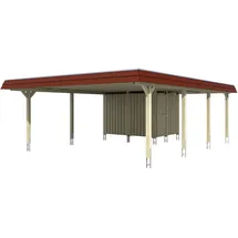 SKANHOLZ Skan Holz Walmdach Carport 6,30 x 8,79 m grau inkl. Abstellraum