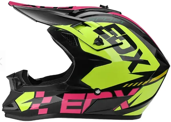 Motocross-Helm für Motorrad, schwarz mit rosa, Gr. M, A3616