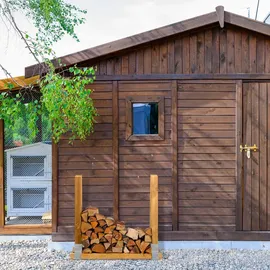 Relaxdays Holzstapelhilfe 2er Set Metall 0,18 m x 0,36 m Silber