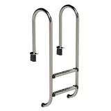 HAF Poolleiter Ideal Tiefbeckenleiter 2-stufig Eng V2A Poolleiter Schwimmbadleiter (Für Einbaubecken ohne Überlaufrinne, Poolleiter aus hochwertigem V2A Edelstahl), Mit rutschfesten Edelstahlstufen 2-stufig eng