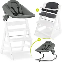 hauck Hauck, Alpha Plus White 4-tlg. Newborn Set - Hochstuhl + 2in1 (Treppenhochstuhl)