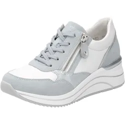 Keilsneaker REMONTE, Damen, Gr. 40, weiß (hellblau, weiß), Lederimitat, sportlich, Schuhe Sneaker, Freizeitschuh, Halbschuh, Schnürschuh, vegane Verarbeitung
