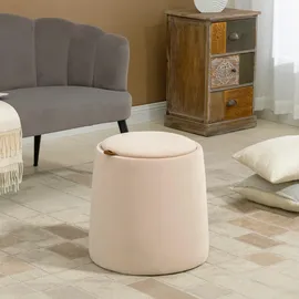 Homcom 2-in-1 Ottomane Sitzhocker Rund Inklusive Stauraum Beige Ø44 cm x 47,5cm