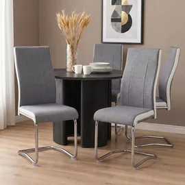 CARO-Möbel Esszimmerstuhl ALBA Stoffbezug grau/weiß 4er Set