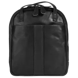 Cityrucksack CLUTY, Gr. H/T: 26cm x 7cm, onesize, schwarz, Rindsleder, Leder, Retro, casual, Rucksäcke, echt Leder