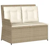 vidaXL Gartenbank Verstellbar mit Kissen Beige Poly Rattan