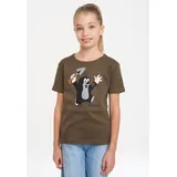 LOGOSHIRT T-Shirt "Der kleine Maulwurf", Mädchen, Gr. 170/176, grün (olivgrün), 100% Baumwolle, bedruckt, normal, Rundhals, Shirts T-Shirt, mit lizenzierten Originaldesign