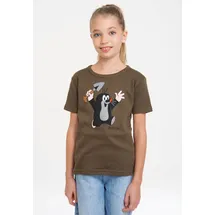 LOGOSHIRT T-Shirt "Der kleine Maulwurf", Mädchen, Gr. 170/176, grün (olivgrün), 100% Baumwolle, bedruckt, normal, Rundhals, Shirts T-Shirt, mit lizenzierten Originaldesign