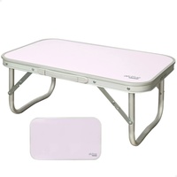 AKTIVE 52869 - Klappbarer Strandtisch, Couchtisch, Strandtisch, 56 x 34 x 24 cm, Farbe Rosa, Gestell aus Aluminium, Holzplatte, Klapptisch, Campingtisch