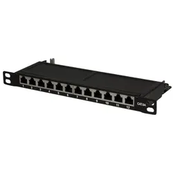 LogiLink 10" Zoll Cat.6A Patchpanel 12-Port schwarz 0,5 HE geschirmt PoE, PoE+ und PoE++