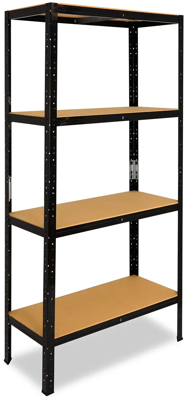 shelfplaza BLACK 180x130x60 cm Schwerlastregal in schwarz mit 4 Böden und 150 kg Traglast pro Boden