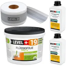 LEVEL PLUS Dichtset Flüssigfolie 12 kg Dichtband 15 m Tiefengrund 2 l